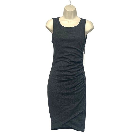 Treasure & Bond Ruched Side Sleeveless Dress Medium Charcoal Heather - Picture 1 of 11